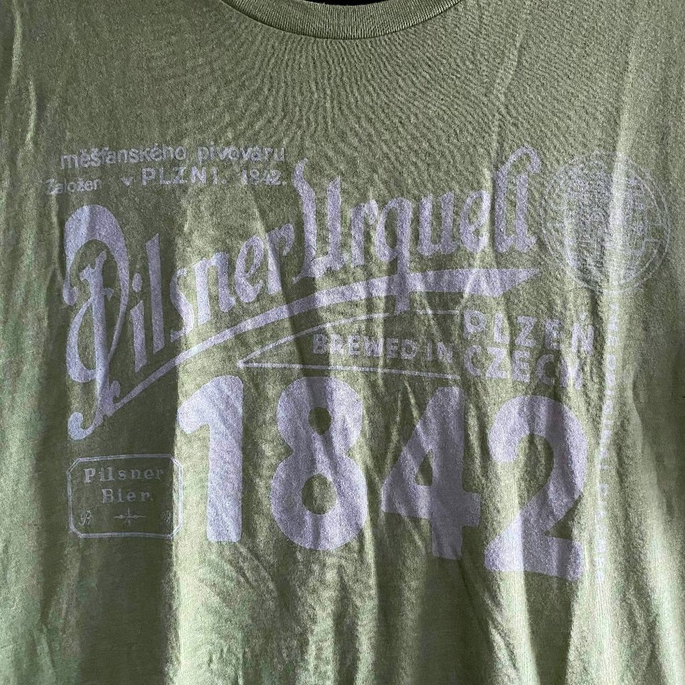 Sage green Pilsner Urquell T-shirt unisex L/XL